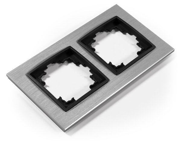 Cornice MCPOWER | FLAIR | 2 ganci, alluminio argento, per prese di corrente