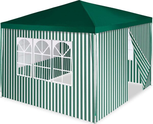 Gazebo VCM | dimensioni circa 3x3 m | telone PE idrorepellente 110g / m² | tenda per feste | tenda da giardino con 4 pannelli laterali | verde