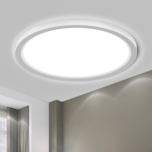 LQWELL Lampada da soffitto a LED IP44, resistente agli spruzzi d'acqua, rotonda e piatta, 36W, 6000K, 4320LM, moderna e sobria, sottile, per soggiorno, 400×24 mm