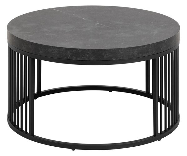 Tavolino rotondo nero con piano effetto marmo ø 65 cm Strington - Actona