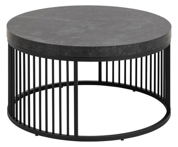 Tavolino rotondo nero con piano effetto marmo ø 65 cm Strington - Actona