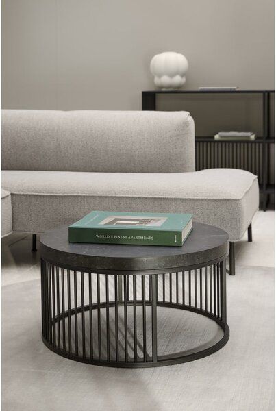 Tavolino rotondo nero con piano effetto marmo ø 65 cm Strington - Actona