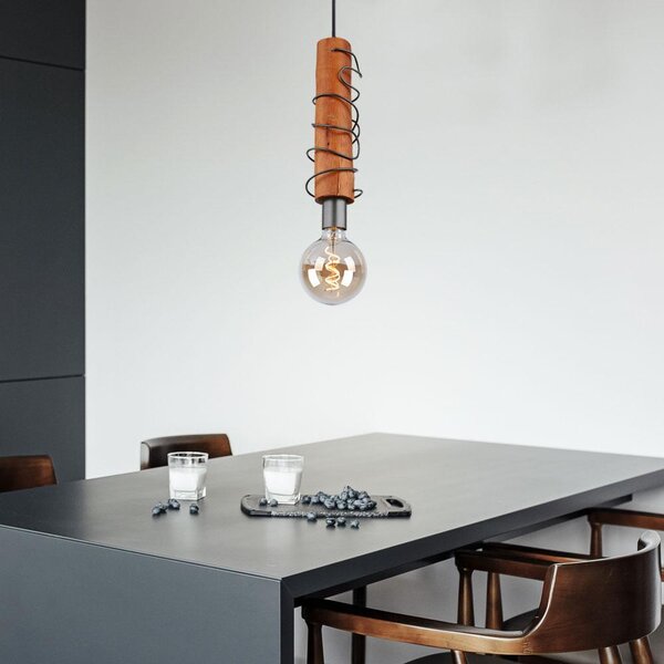 Lampada a sospensione, legno marrone, nero, H 120 cm