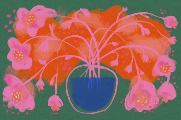Illustrazione Pink Flower Bouquet, Treechild, (40 x 26.7 cm)