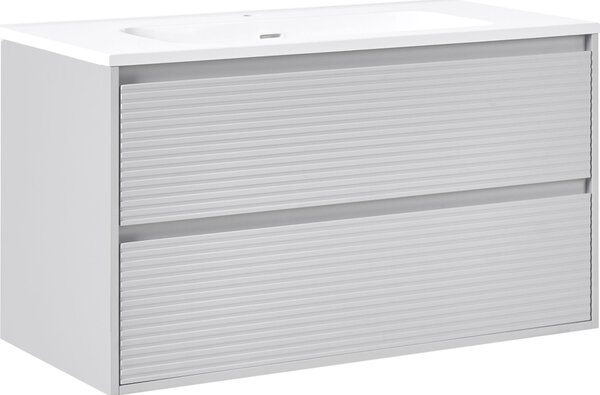BELIANI pensile da bagno con lavabo grigio 100 x 46 cm 2 cassetti per il bagno