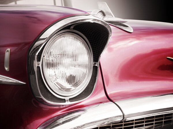 Fotografia artistica American classic car Bel Air 1957 Headlight, Beate Gube, (40 x 30 cm)