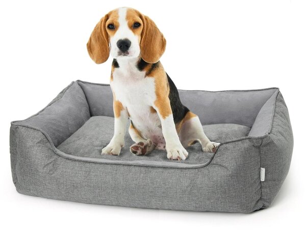 Cuccia ortopedica lavabile per cani di taglia grande e piccola, dimensioni 90 x 65 x 21 cm, colore grigio