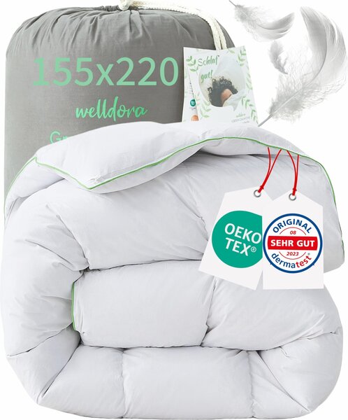 Piumino Welldora Comfort 155x220 invernale - 100% piume e piumino extra morbidi - Piumino anallergico - Piumino invernale extra caldo e spesso, Oeko-Tex