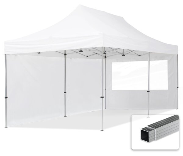 TOOLPORT 3x6m gazebo pieghevole con laterali (finestre panoramiche), ECONOMY alluminio, bianco