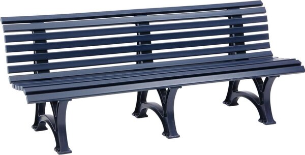Panchina da giardino Jamaica | 4 posti | Blu | HxLxP 80x200x64cm | Plastica resistente agli agenti atmosferici e ai raggi UV | Panchina da parco Panchina da esterno Balcone da giardino Terrazza