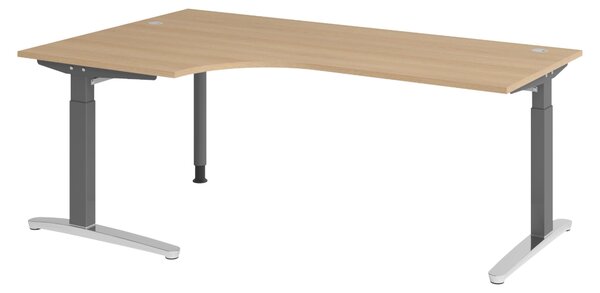Bümö Scrivania Serie-XB - Dimensioni: scrivania angolare 200 x 120 cm, finitura: rovere, struttura: grafite/alluminio lucido
