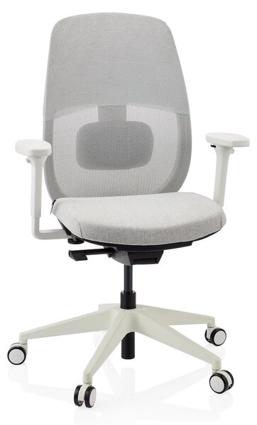 Hjh OFFICE Sedia professionale per ufficio Skandis Sedia da scrivania ergonomica con braccioli (regolabile in altezza) in tessuto / mesh grigio Sedia girevole per ufficio, casa
