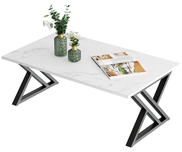 Tavolino da salotto in legno con gambe a forma di X