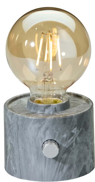 Lampada da tavolo LED Edison vintage, con batteria, dimmerabile tramite interruttore rotativo e alimentazione USB-C – decorazione moderna, colore grigio marmo