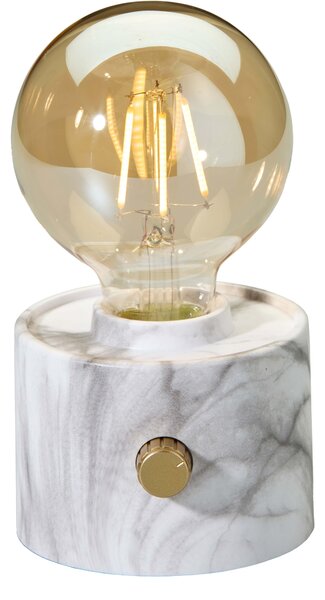 Lampada da tavolo vintage a LED Edison con lampadina a batteria, USB-C, dimmerabile con interruttore rotante – decorazione moderna in marmo