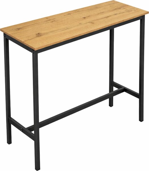 BEGRYF Tavolo da bar in metallo nero color rovere 100x40x90 cm, tavolo alto da cucina in stile industriale