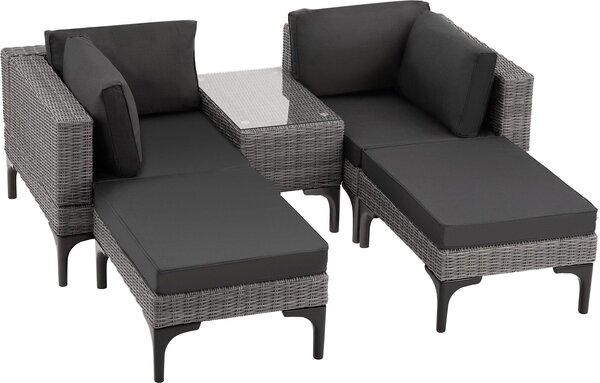 Tectake® Seduta lounge in rattan e alluminio Bellaria, resistente alle intemperie e ai raggi UV; spessore dei cuscini di seduta: 8 cm