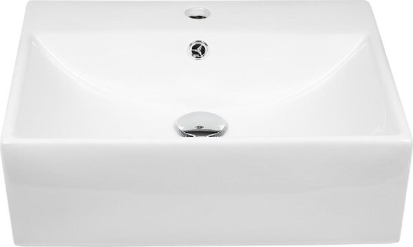 Lavabo sospeso in Vetroceramica rettangolare 505x405x160 mm bianco Set completo