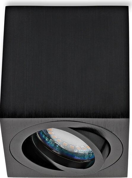 Lampada a soffitto LED, nera, quadrata, con attacco GU10, 5W, realizzata in alluminio