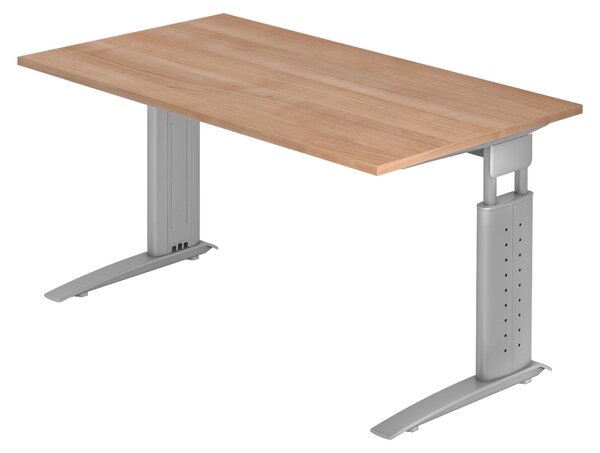Scrivania bümö Serie U - Struttura: grigio argento, finitura: noce, dimensioni: 140 x 80 cm