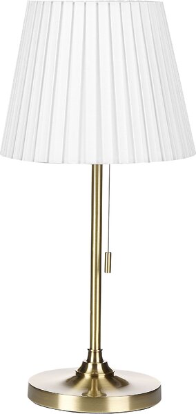 BELIANI Lampada da tavolo in ottone e ferro bianco con paralume in poliestere per camera da letto, soggiorno, stile retrò classico