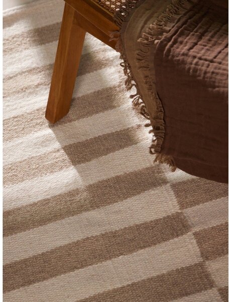Tappeto bianco/marrone chiaro in lana reversibile/tessuto a mano 160x230 cm Vika – Hanse Home