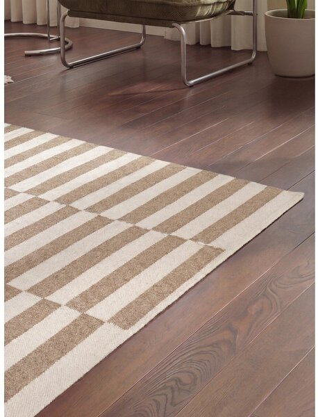 Tappeto bianco/marrone chiaro in lana reversibile/tessuto a mano 160x230 cm Vika – Hanse Home