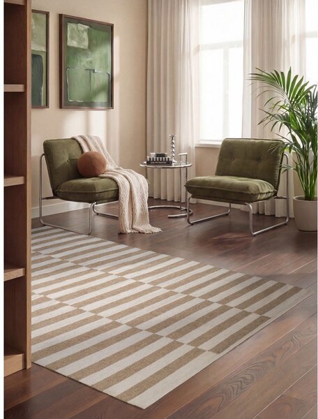 Tappeto bianco/marrone chiaro in lana reversibile/tessuto a mano 160x230 cm Vika – Hanse Home
