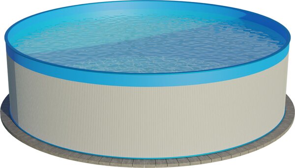Piscina rotonda a parete in acciaio, dimensioni selezionabili, profondità 90 cm, acciaio 0,3 mm bianco, lamina 0,2 mm blu, sovrapposizione Piscina rotonda a parete in acciaio 300x90cm, acciaio 0,3 mm bianco, lamina 0,2 mm blu, sovrapposizione