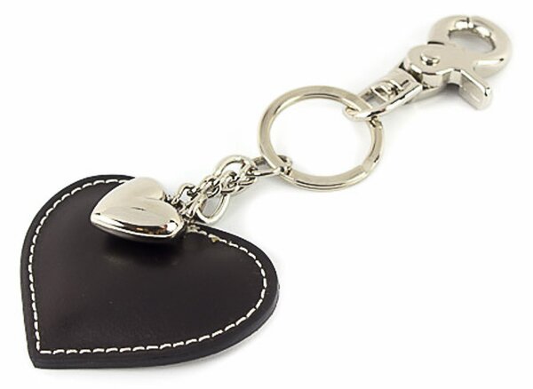 Portachiavi in vera pelle cuore nero