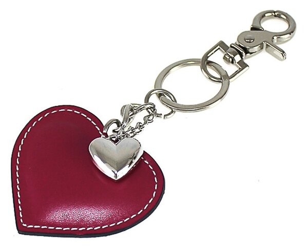 Portachiavi in vera pelle cuore rosso scuro