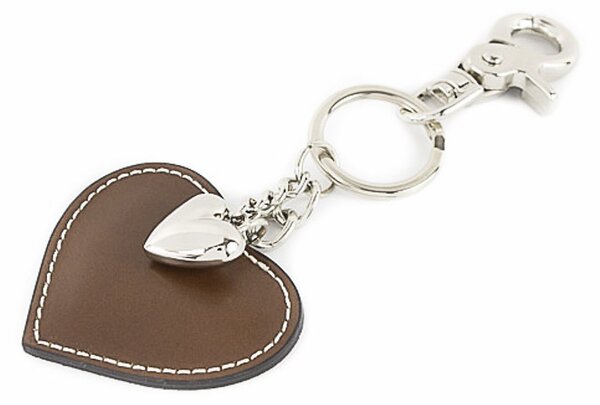 Portachiavi in vera pelle cuore taupe