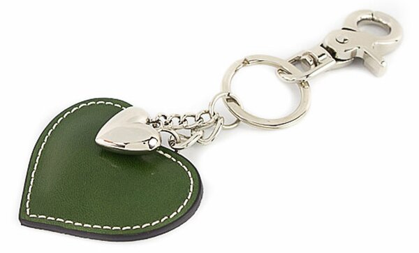 Portachiavi in vera pelle cuore verde