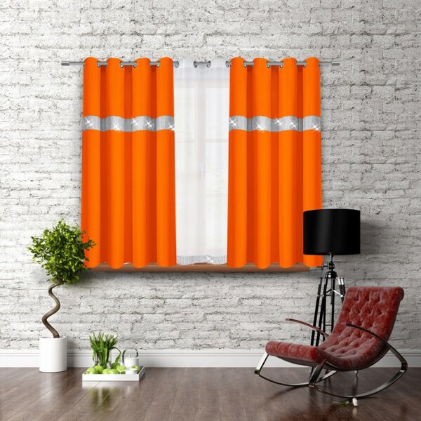 Tenda su anelli con zirconi 140x160 cm arancio