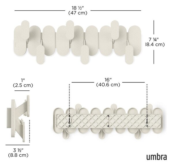 Attaccapanni da parete beige in acciaio 16 cm Tempo – Umbra