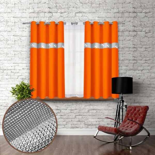 Tenda su anelli con zirconi 140x160 cm arancio