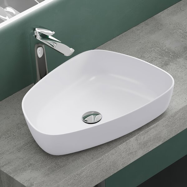 Mai & Mai Lavabo da appoggio 51x38x12cm Lavabo in fusione di marmo bianco opaco Col806