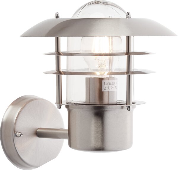 Applique da esterno, 25 cm, Ø 22 cm, E27, max. 40 W, IP44, metallo/vetro
