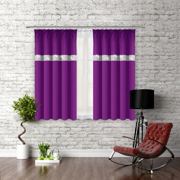 Tenda con nastro e zirconi 140x160 cm fucsia