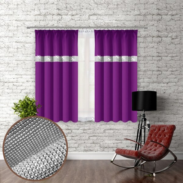 Tenda con nastro e zirconi 140x160 cm fucsia