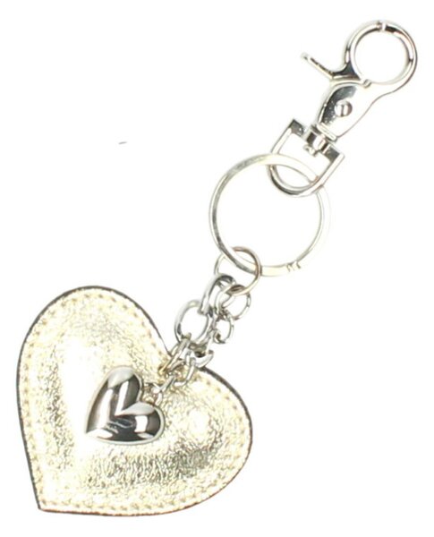 Portachiavi in vera pelle cuore oro