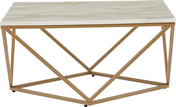 Tavolino BELIANI beige con oro 80 x 80 cm struttura in metallo aspetto marmo forma geometrica quadrata moderno