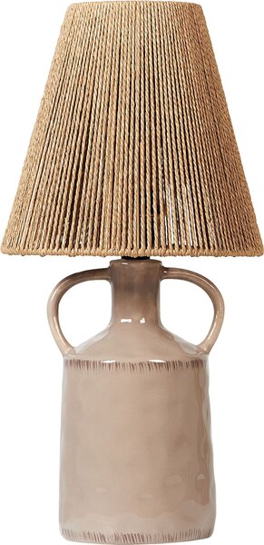 BELIANI Lampada da tavolo in Vetroceramica taupe 24 x 24 x 51 cm paralume in carta di vimini naturale comodino soggiorno illuminazione camera da letto