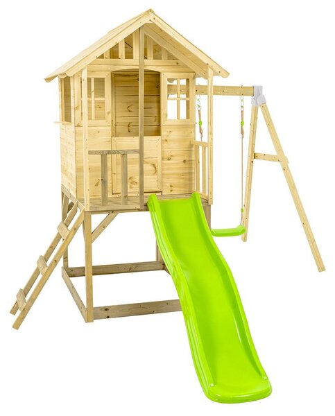 Zwerkules Villa 2 Casa su palafitte per bambini con scivolo e altalena in legno