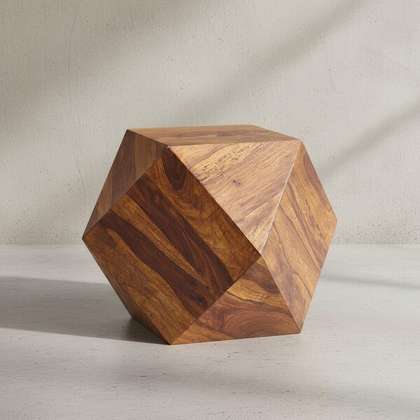 Tavolino in legno di sheesham, design a diamante, portata massima 30 kg. 57x43x57 cm | Kadima Design