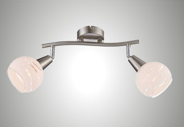TRANGO 2 luci 1001-22D Plafoniera LED *OLIVIA* incl. 2x lampadine LED dimmerabili a 3 livelli 3000K bianco caldo I Plafoniera in look acciaio inox con vetri di design