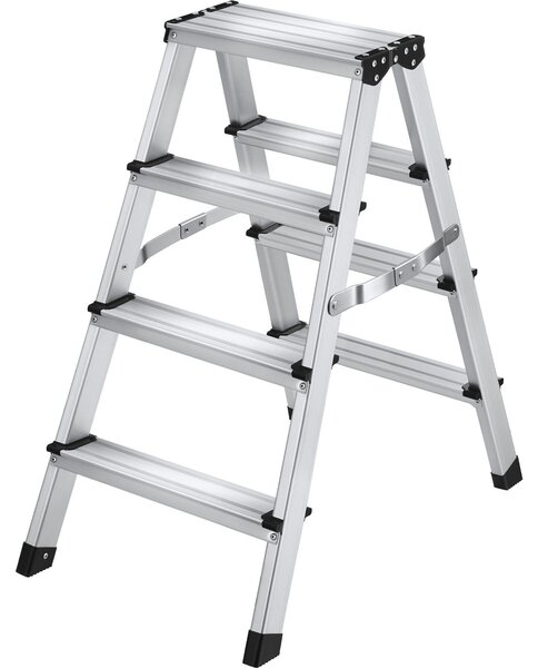 Tectake® Scala a pioli in alluminio a due lati, con 4 gradini, pieghevole, capacità di carico 150 kg