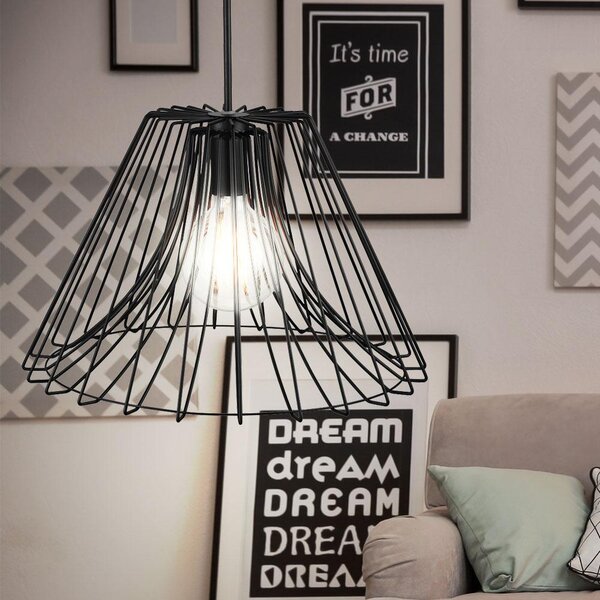Lampada a sospensione, griglia, colore nero, forma rotonda, diametro 47,5 cm