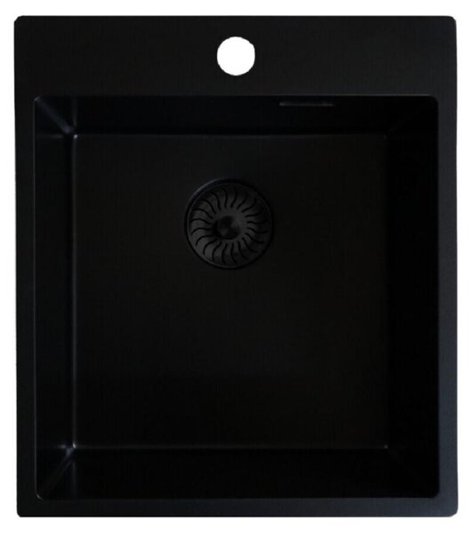 Lavello Caressi CAQPP40KR10BK-EB, da incasso. Nero