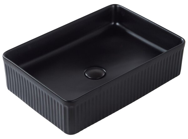 BELIANI Lavandino da bagno in Vetroceramica nera 50 x 34 cm rettangolare opaco in stile moderno